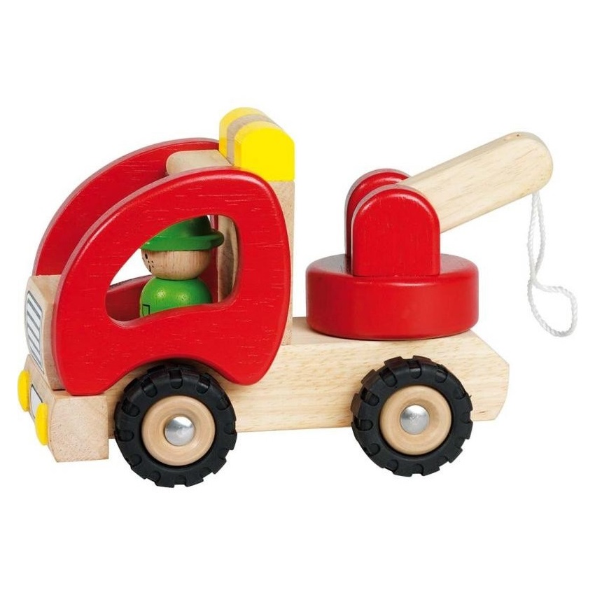 collection de véhicules en bois Dépanneuse rouge en bois - Goki