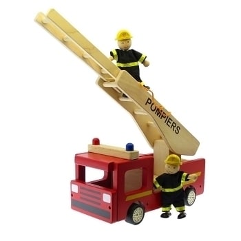 Grand camion pompiers en bois - BASS&BASS
