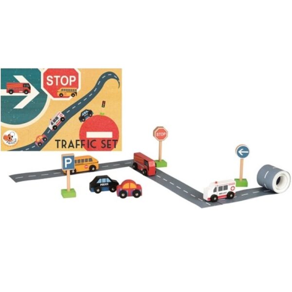 Pack trafic comprenant routes, véhicules et panneaux de circulation - Egmont Toys